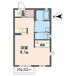 セーシェル ワンルームの間取図画像