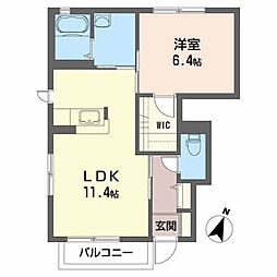 コーポヤナイH 1LDKの間取図画像