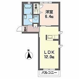 ツインフォールA 1LDKの間取図画像
