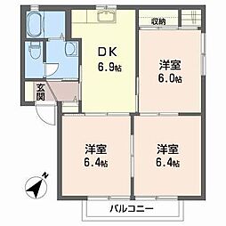 サンハイムあおい 3DKの間取図画像