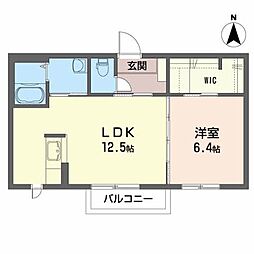 ピュアフラッツA棟 1LDKの間取図画像