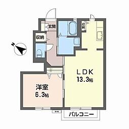 フォレストパーク 1LDKの間取図画像