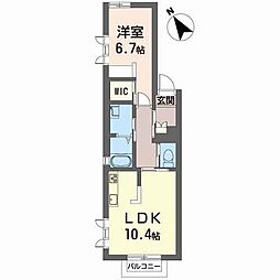 ウッドベル 1LDKの間取図画像