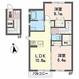 シャーメゾンアサヒ 2LDKの間取図画像