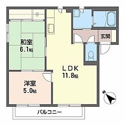 メゾングリシーヌB 2LDKの間取図画像