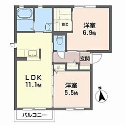 ボーフィールドC 2LDKの間取図画像