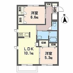 メゾンマスト本宮 2LDKの間取図画像
