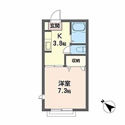 アーバンライフ駅西C 1Kの間取図画像