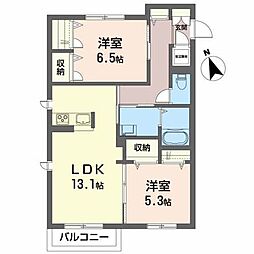 ベレオ神明 2LDKの間取図画像