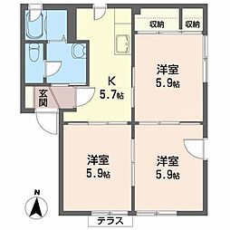 エスメラードA 3Kの間取図画像