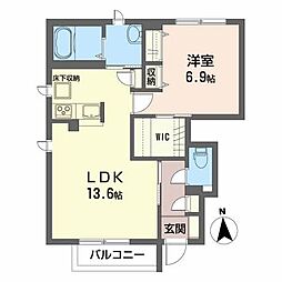 メゾンマスト向中野C 1LDKの間取図画像
