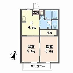 アメニティタウンB 2Kの間取図画像