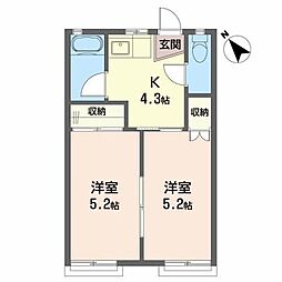 コーポ藤 2Kの間取図画像