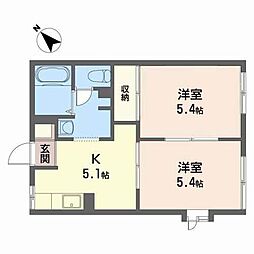 フォーブル加賀野A 2Kの間取図画像