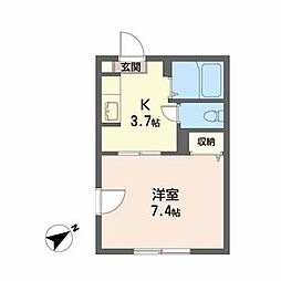 ディアス上堂　Ｆ 1階1Kの間取り