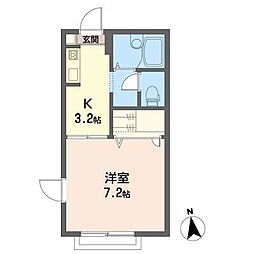 ジュネス北山A 1Kの間取図画像