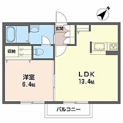 ヴィラーチェK 1LDKの間取図画像
