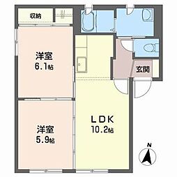 ヴァン・フォーレ・小岩井B 2LDKの間取図画像