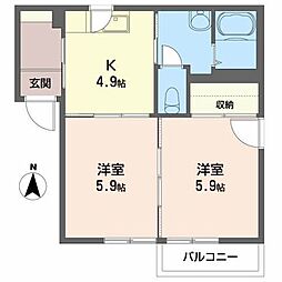 グランド・メゾン中津川A 2Kの間取図画像