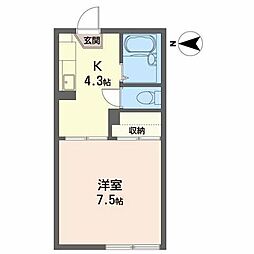 レジデンス1 1Kの間取図画像