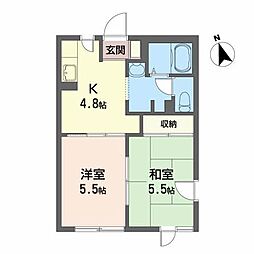 クイーンズハウス 2Kの間取図画像