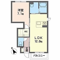 レーヴ・エスピアA 1LDKの間取図画像