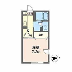 グランシェールA 1Kの間取図画像