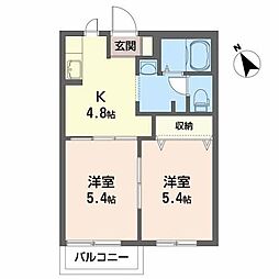 カオリーモ青山C 2Kの間取図画像