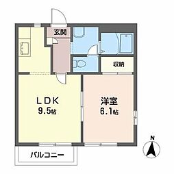 アパートメントハウスフレンズ 1LDKの間取図画像