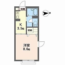 メゾン斉ノ神B 1Kの間取図画像