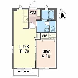 シャーメゾン桜屋敷 1LDKの間取図画像