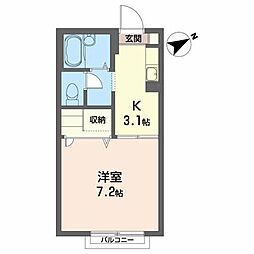 サンデール山崎町 1Kの間取図画像