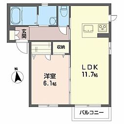 シャーメゾン・スカイ 1LDKの間取図画像