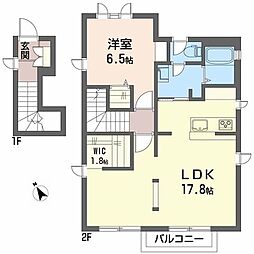 メゾン中町C 1LDKの間取図画像