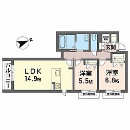 メゾンマスト一関 2LDKの間取図画像