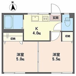日高レジデンスB 2Kの間取図画像