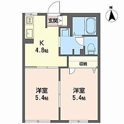 ディアス-ルフランB 2Kの間取図画像
