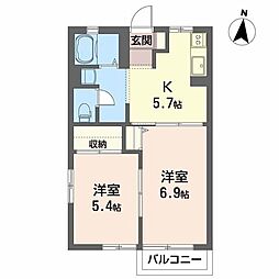 クリグ・ランドA 2Kの間取図画像