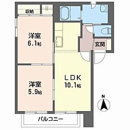 アーバンハイツ2 2LDKの間取図画像