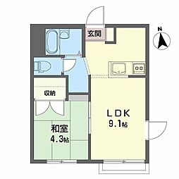 メゾンジョワイユB棟 1LDKの間取図画像