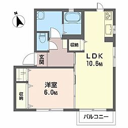 グランポルテA 1LDKの間取図画像