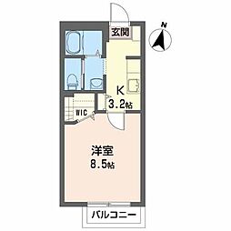 M常盤台 1Kの間取図画像