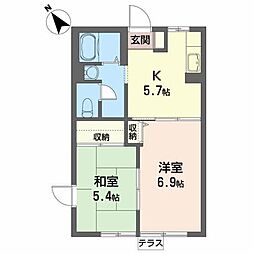 シャンボールB 2Kの間取図画像