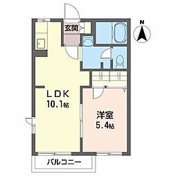 プレステージ川岸E棟 1LDKの間取図画像