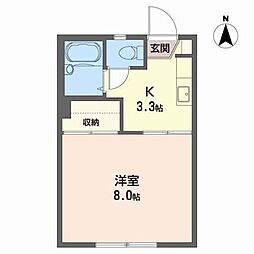 ブルージュ 1Kの間取図画像