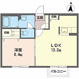 シャーメゾン江刺B 1LDKの間取図画像
