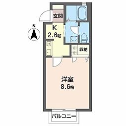 シャンドール東通 1Kの間取図画像