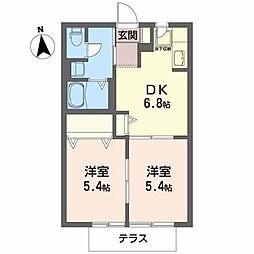 グランメール 2DKの間取図画像