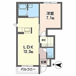ルーラル山崎B 1LDKの間取図画像