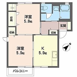 アクアロード1 2Kの間取図画像